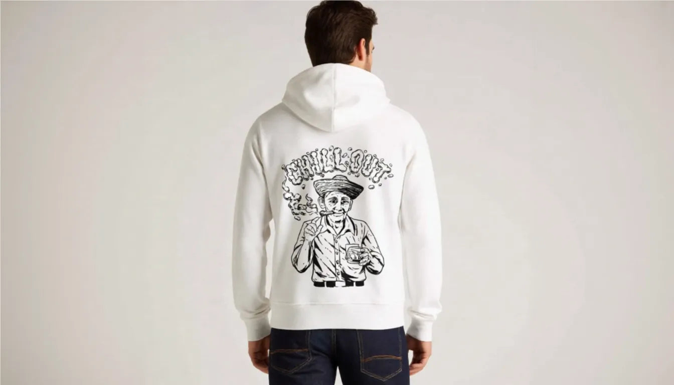 Herren Hoodie mit handgefertigtem Siebdruck im Kubastil – individuelle Bekleidung wie T-Shirts, Hoodies und Jacken