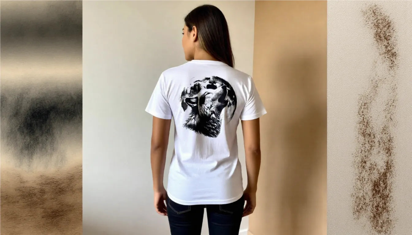 Damen T-Shirt mit Wolfsdesign – handgefertigter Siebdruck, hochwertige Damenmode mit Motiven im Kubastil