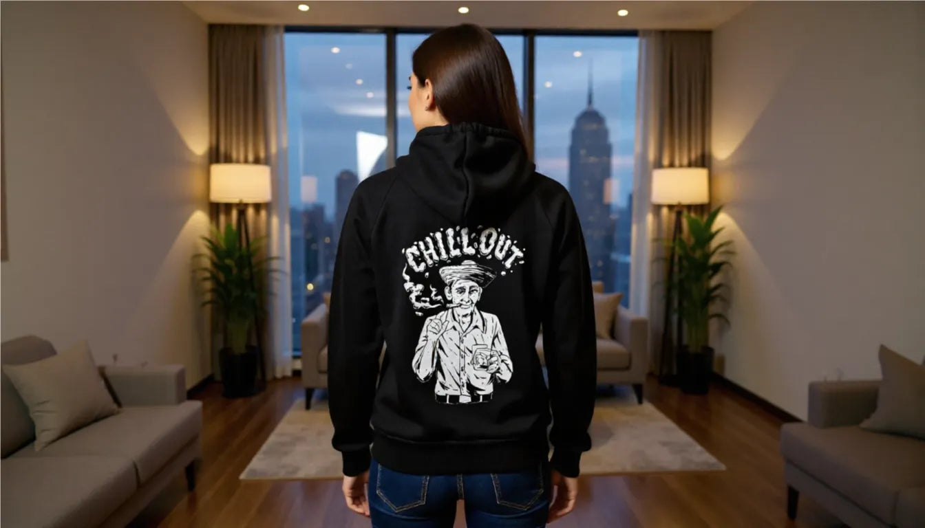 Damen Hoodie mit handgefertigtem Siebdruck im Kubastil – Beispiel aus der Kategorie Damen Hoodies und Pullover