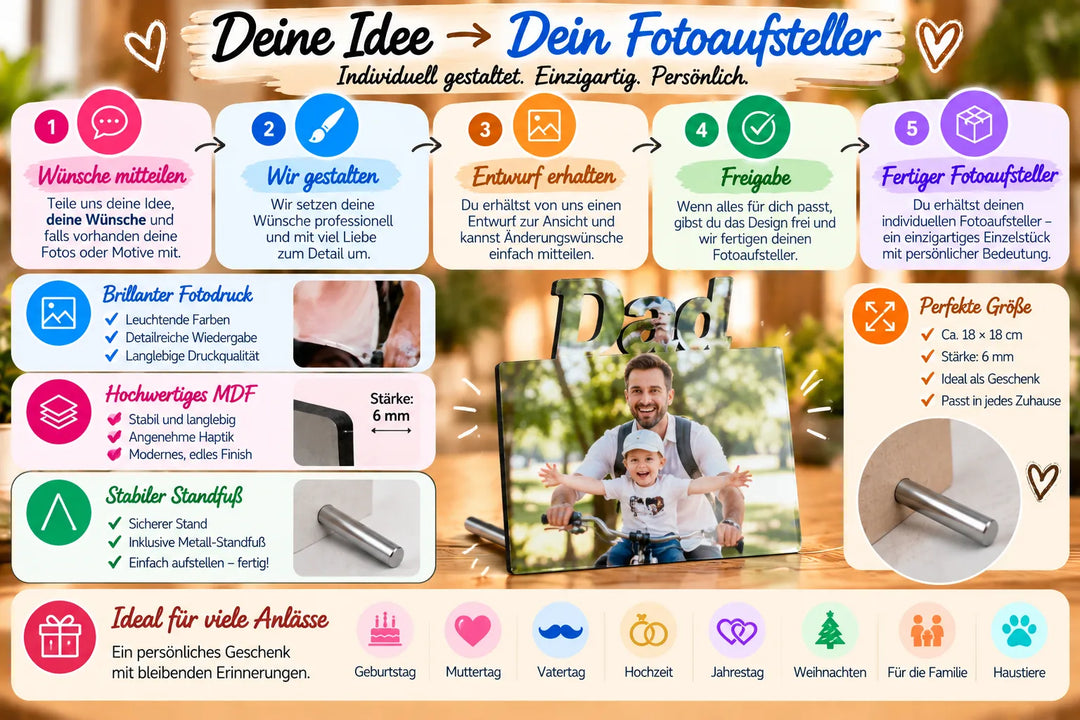 Designservice für personalisierten Fotoaufsteller