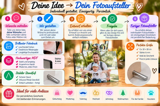 Designservice für personalisierten Fotoaufsteller