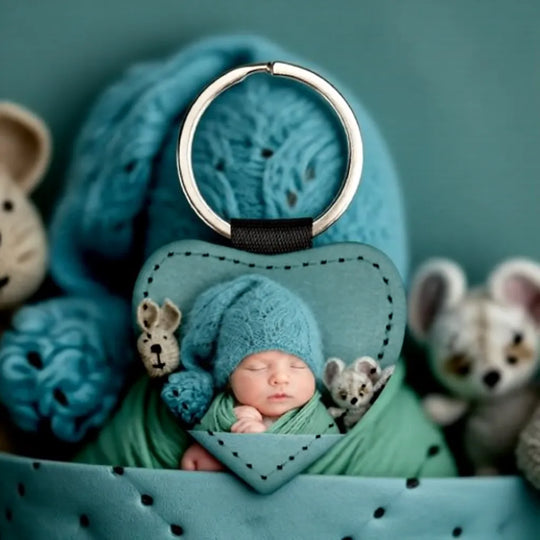 Herz Schlüsselanhänger aus Kunstleder personalisiert mit Motiv