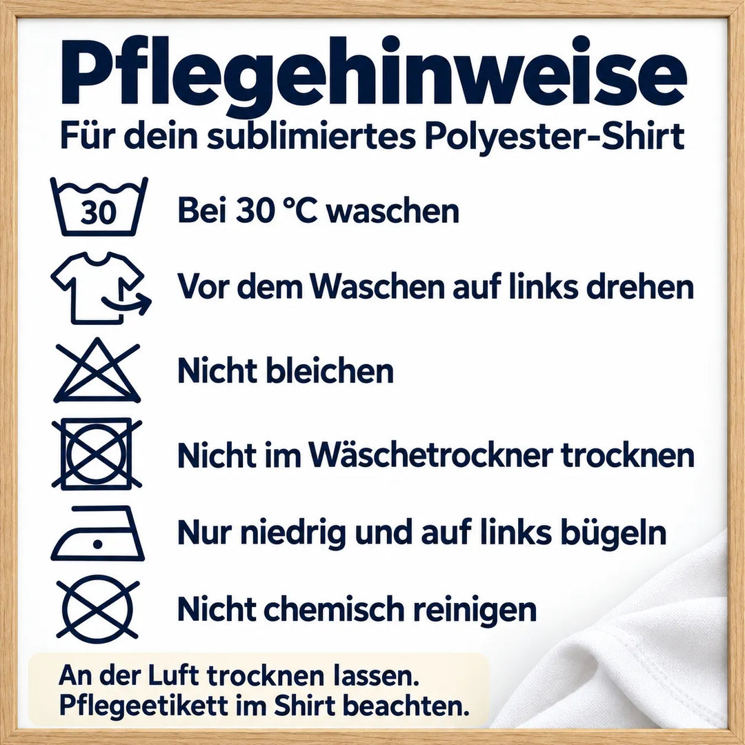 Pflegehinweise: bei 30 °C auf links waschen, nicht bleichen oder im Trockner trocknen, niedrig auf links bügeln, nicht chemisch reinigen.