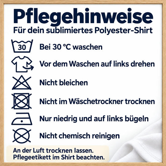 Pflegehinweise: bei 30 °C auf links waschen, nicht bleichen oder im Trockner trocknen, niedrig auf links bügeln, nicht chemisch reinigen.