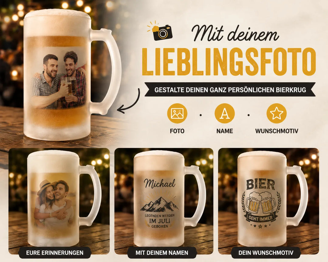 Bierkrug personalisieren mit Foto, Name oder Wunschmotiv