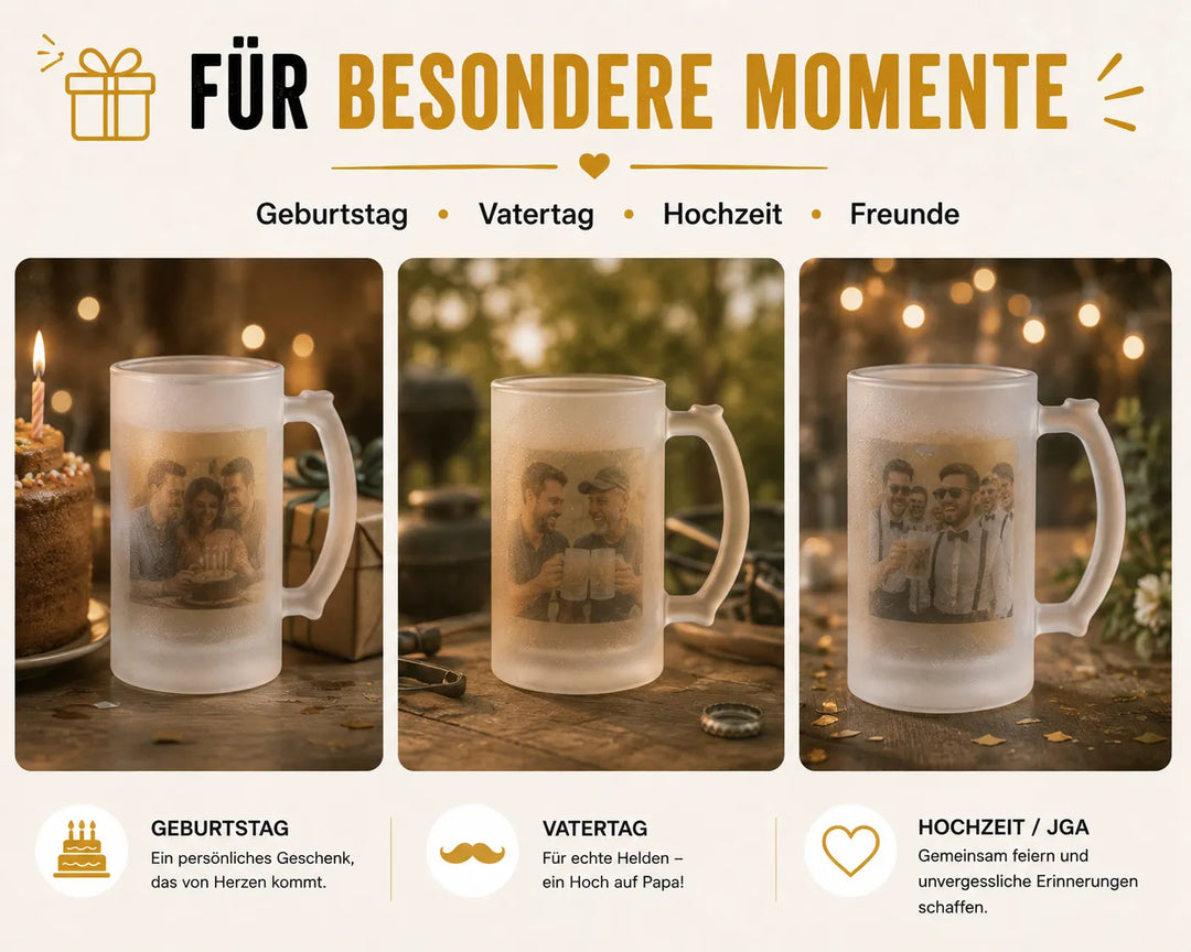Personalisierter Bierkrug als Geschenk für Geburtstag, Vatertag, Hochzeit und Freunde