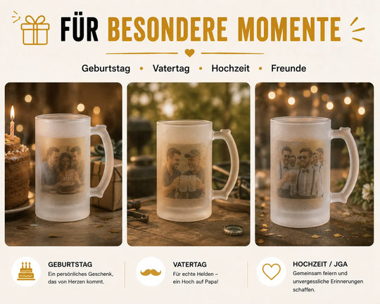 Personalisierter Bierkrug als Geschenk für Geburtstag, Vatertag, Hochzeit und Freunde