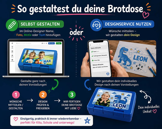 Brotdose selbst im Online-Designer gestalten oder Designservice nutzen