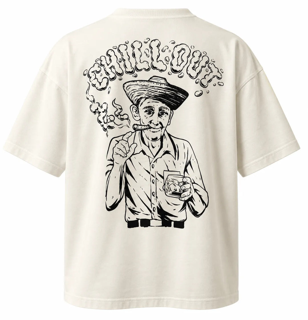 CHILLOUT Oversize T-Shirt in Coconut Milk mit schwarzem Rückenprint
