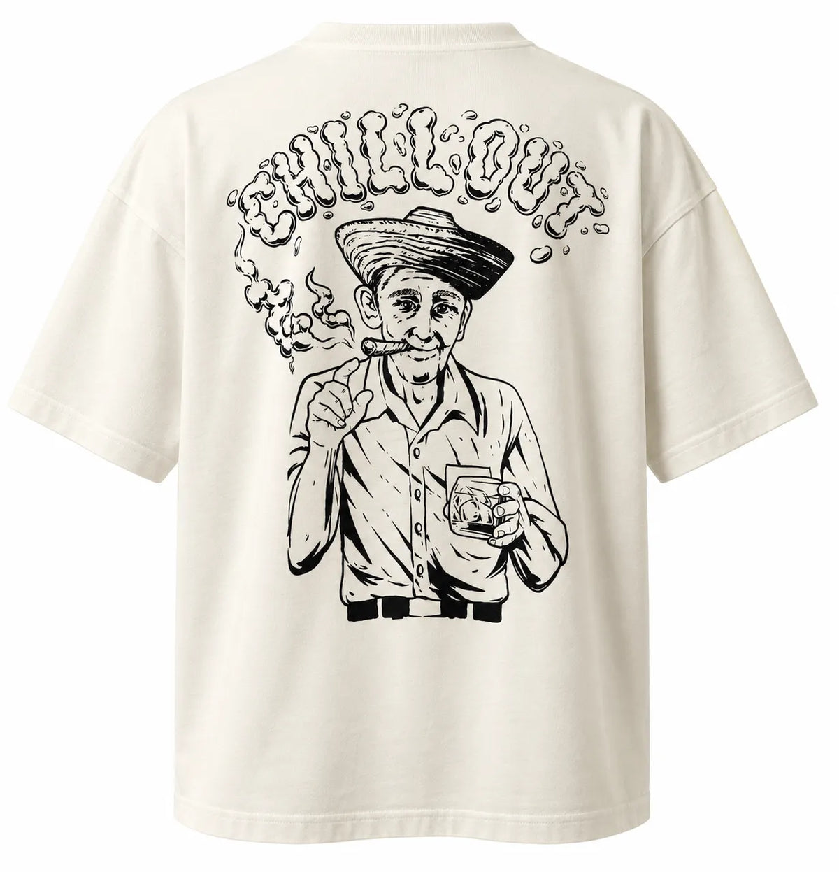CHILLOUT Oversize T-Shirt in Coconut Milk mit schwarzem Rückenprint