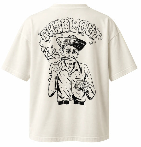 CHILLOUT Oversize T-Shirt in Coconut Milk mit schwarzem Rückenprint