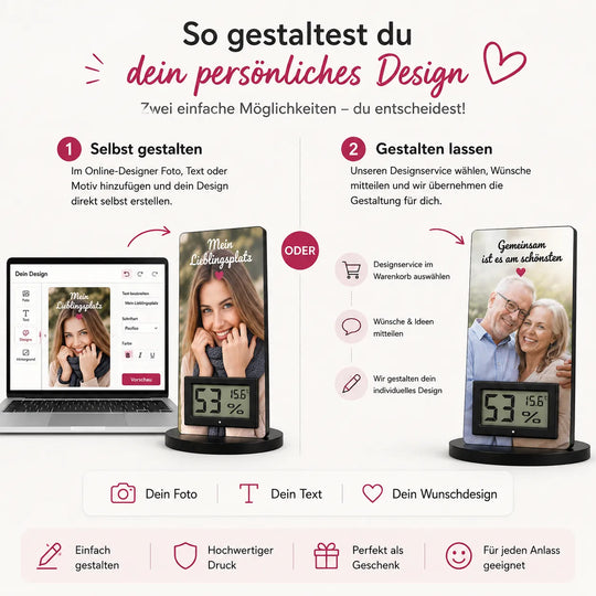 Foto-Thermometer selbst im Online-Designer gestalten oder Designservice nutzen