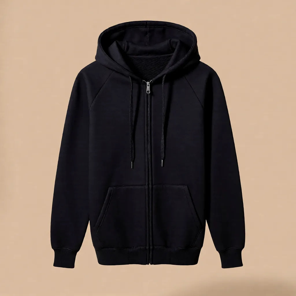 Herren Heavyweight Sweatjacke schwarz 500 g/m² Vorderseite ohne Druck