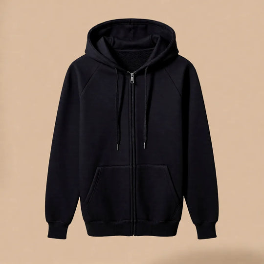 Herren Heavyweight Sweatjacke schwarz 500 g/m² Vorderseite ohne Druck