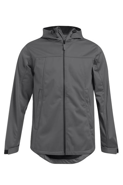 Herren Softshell-Jacke in Hellgrau – Frontansicht, winddicht und wasserdicht, sportliches Design