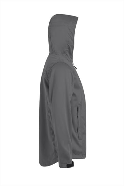 Herren Softshell-Jacke in Hellgrau mit Kapuze, atmungsaktive und winddichte Outdoorjacke