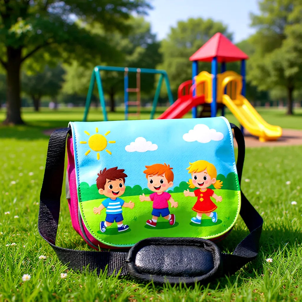 Individuell gestaltete Kindergarten-Tasche Julia mit Motiv auf dem Spielplatz