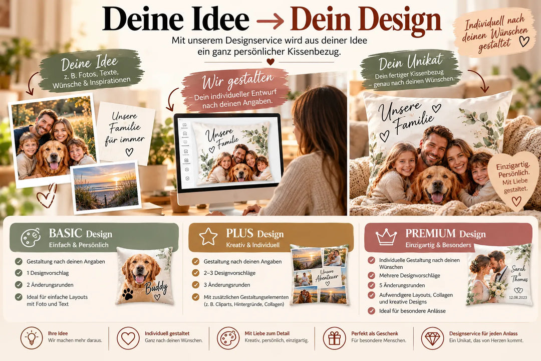 Designservice für personalisierten Kissenbezug – aus deiner Idee entsteht dein individuelles Design