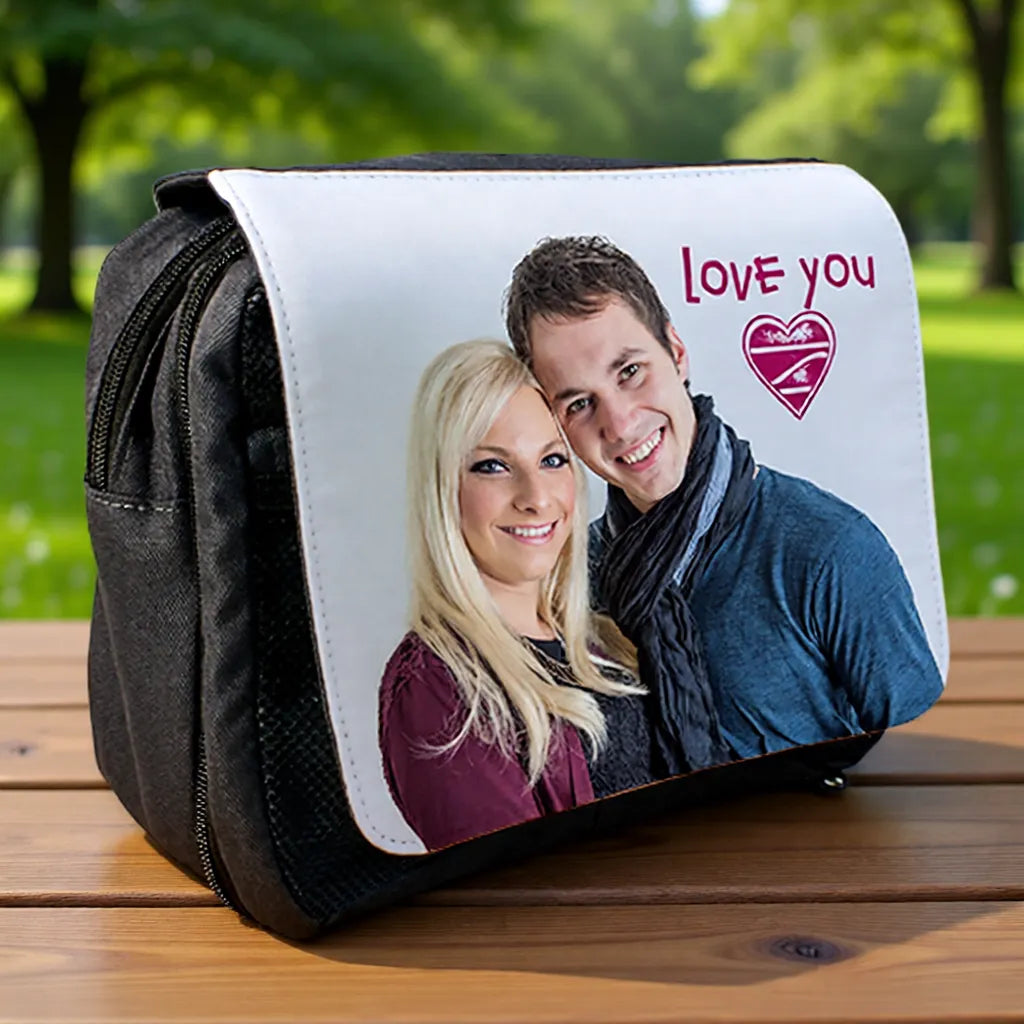 Individuell gestalteter Kulturbeutel mit Fotodruck, personalisierte Reise-Toilettentasche aus Nylon