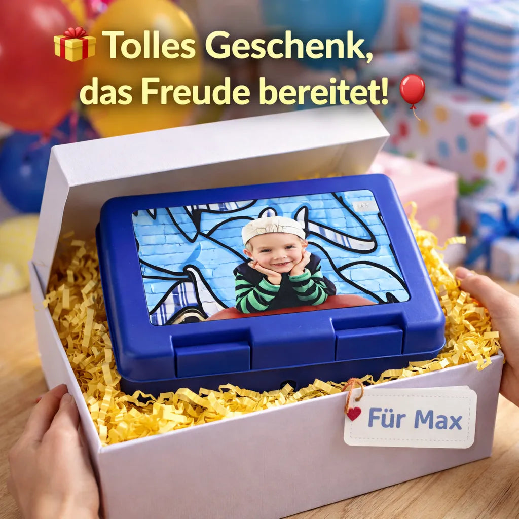Personalisierte Brotdose mit Foto als Geschenk für Kinder