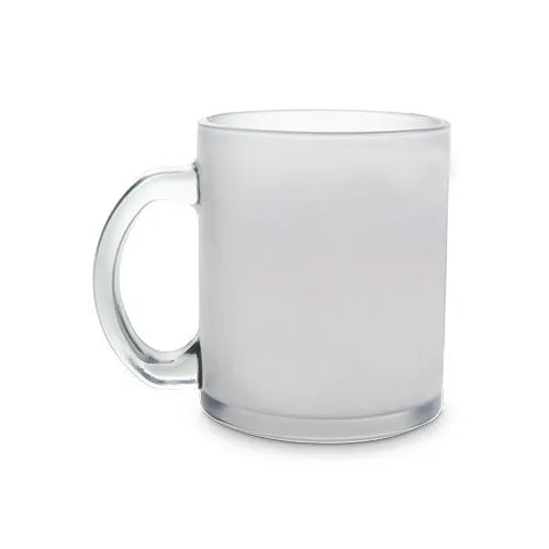 Satinierte Glastasse mit matter Oberfläche und 300 ml Fassungsvermögen zum individuellen Bedrucken
