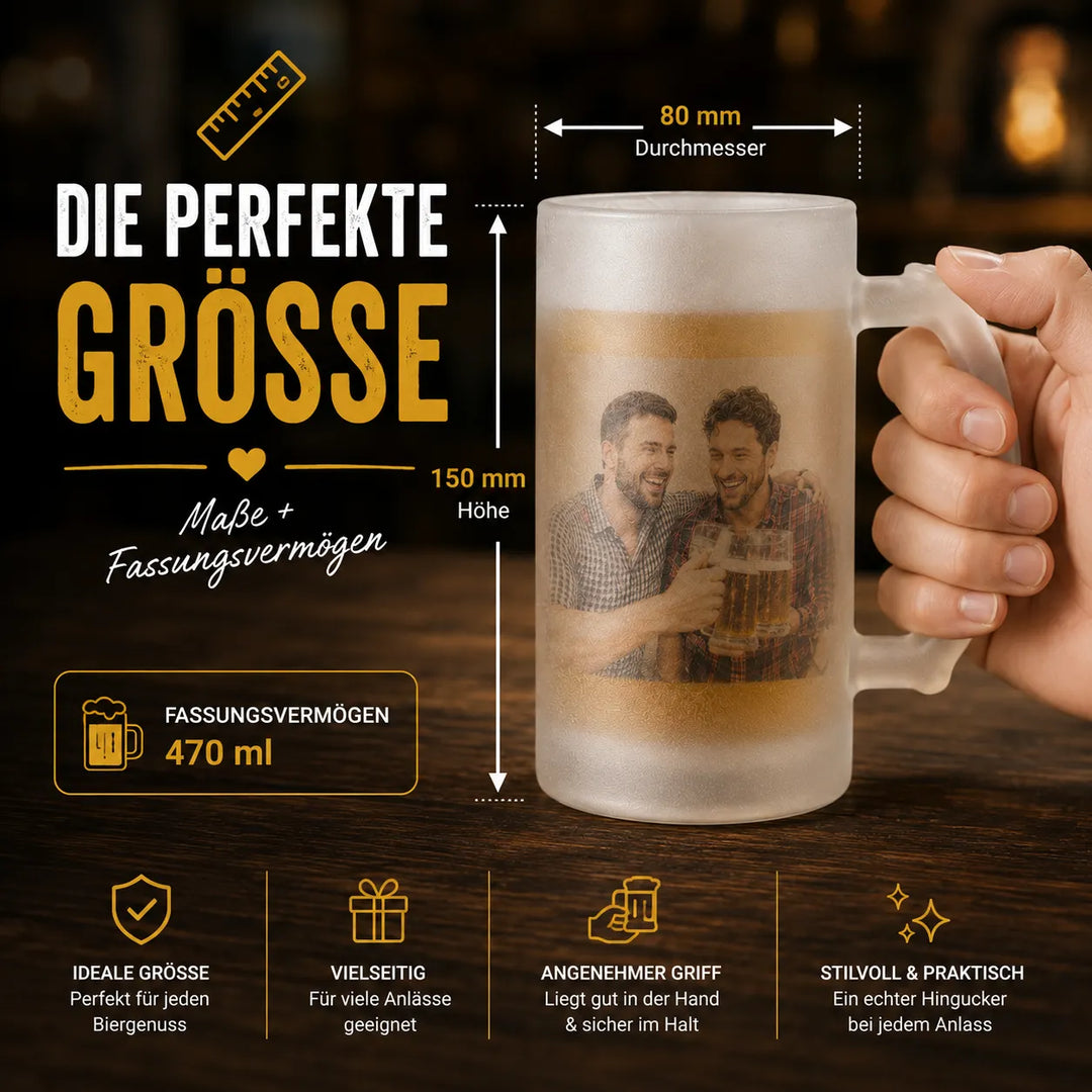Personalisierter Bierkrug mit 470 ml Fassungsvermögen und stabilem Griff