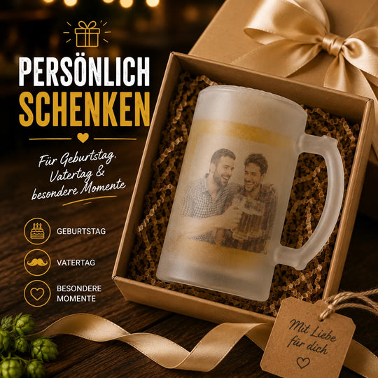 Personalisierter Bierkrug als Geschenk zum Geburtstag, Vatertag und besonderen Anlass