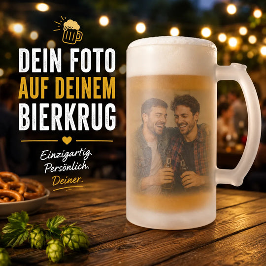 Personalisierter Bierkrug mit eigenem Foto als individuelles Geschenk