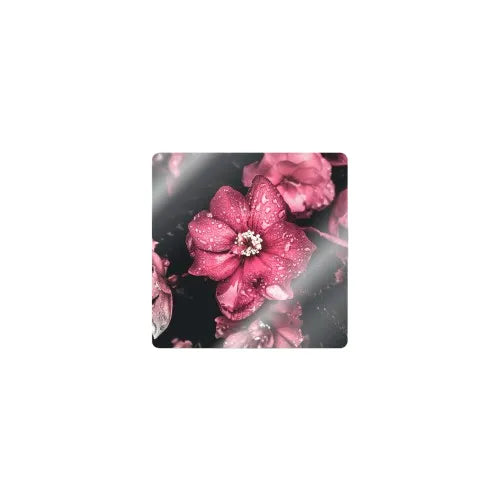 Quadratischer personalisierter Kühlschrankmagnet mit Blumenmotiv auf weißem Kunststoff