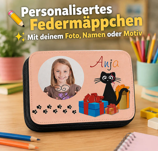 Personalisiertes Federmäppchen mit eigenem Foto, Namen und Wunschmotiv