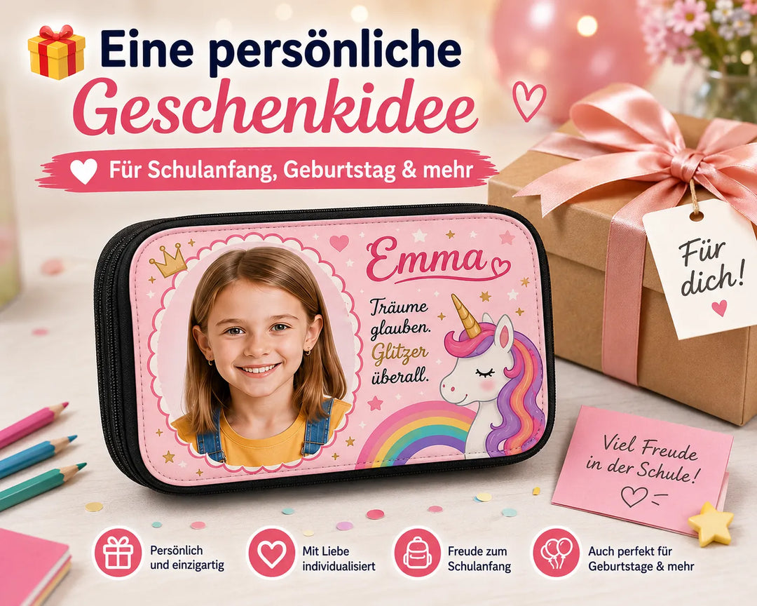 Personalisiertes Federmäppchen als Geschenk zum Schulanfang oder Geburtstag