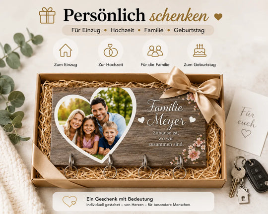 Personalisiertes Schlüsselbrett als Geschenk zum Einzug, zur Hochzeit oder zum Geburtstag