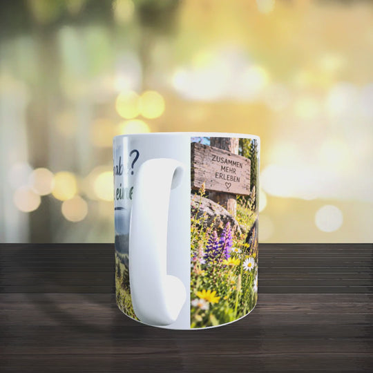 Produktvideo der Australian-Shepherd-Tasse mit Ansichten des Hundemotivs und des Spruchs