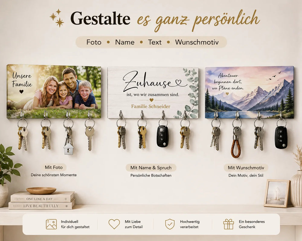 Schlüsselbrett personalisierbar mit Foto, Name, Text oder Wunschmotiv