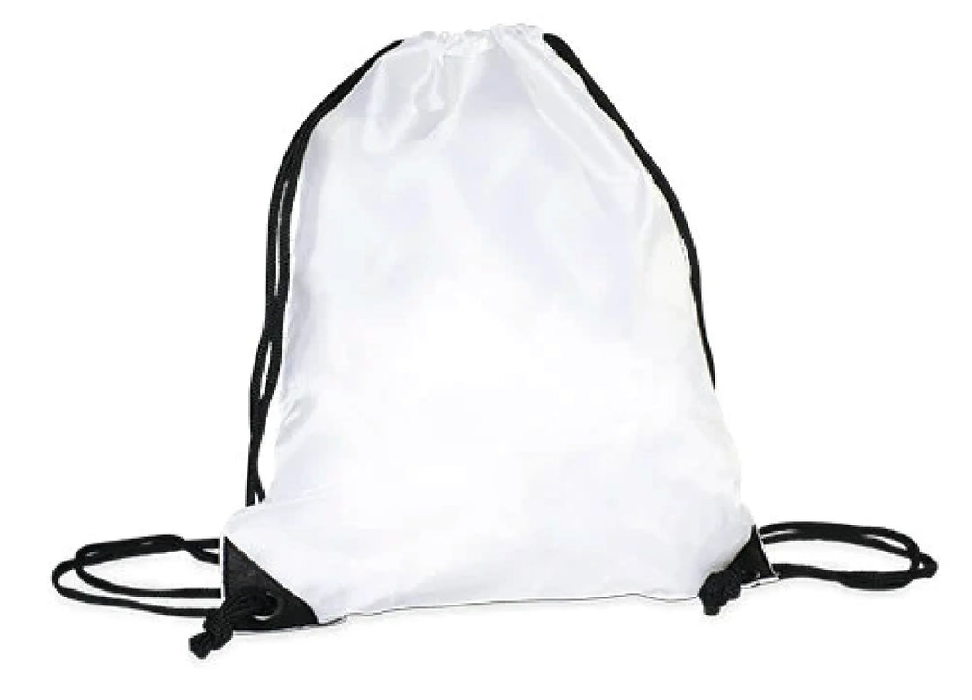 Personalisierbarer Turnbeutel in Weiß mit Kordelzug – ideal als Kinder Sportbeutel für Schule und Freizeit